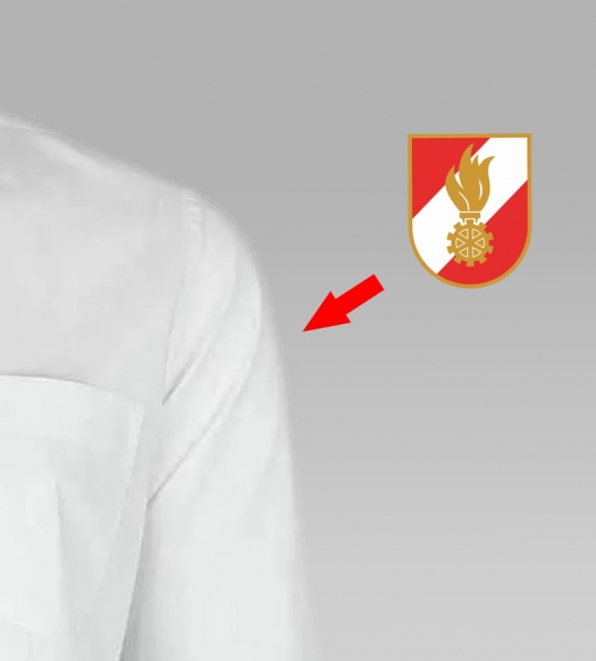 Feuerwehr Hemd  weiß mit klein rot-karo Kragen und Ärmel Umschlag